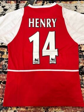Nike Red and White Soccer Jersey with "HENRY 14" Back medium